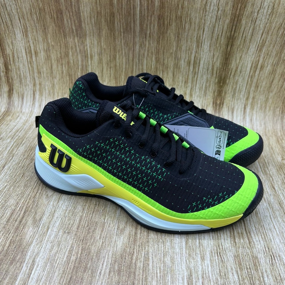 Wilson Rush Pro Extra Duty Mens Size 8.5 Black Lime Green Court Tennis Shoes NEW